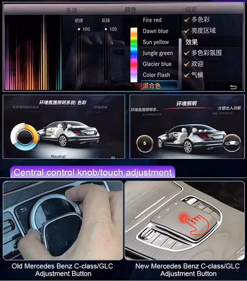 Sistema de ar condicionado automático de 64 cores Turbina com saídas de luz ambiente para Mercedes-Benz A